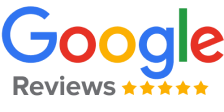 Le logo Google avec cinq étoiles devant.