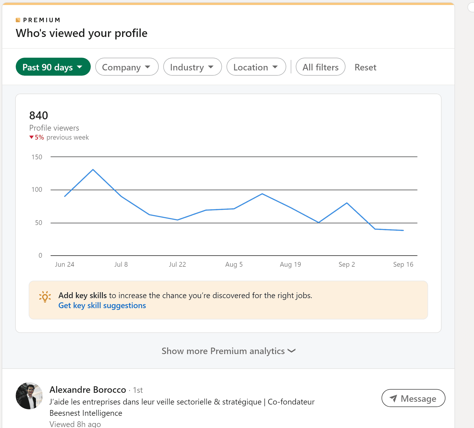 Statistiques "qui à vu votre profil?"