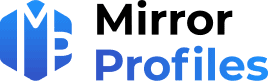 Logo with a stylized blue shield containing the letters "MF" on the left and the word "Profiles" in blue text on the right.